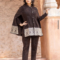 Embroidered Cape Style Coord Set – Chocolate Brown