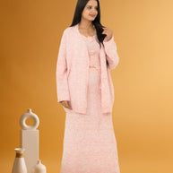 3-Piece Knitted Co-ord Set with Cardigan – Baby Pink