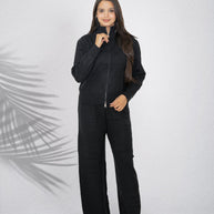 Black High-Neck Zipper Co-ord Set