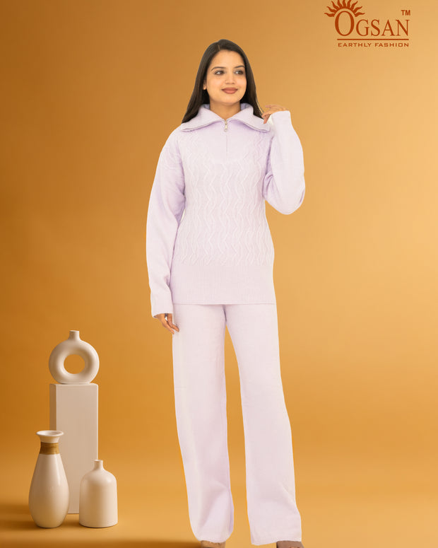 Winter Knit 2-Piece Co-ord Set – Soft Lavender