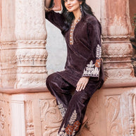 Velvet Embroidered Co-Ord Set with Free Matching Earrings