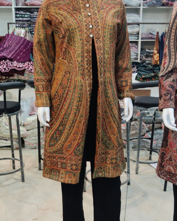 Premium Kashmiri Kani Style Jacket Kurti with Inner & Pant – 3 Piece Set