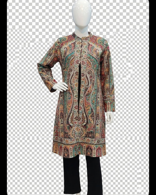 Premium Kashmiri Kani Style Jacket Kurti with Inner & Pant – 3 Piece Set