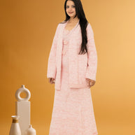 3-Piece Knitted Co-ord Set with Cardigan – Baby Pink