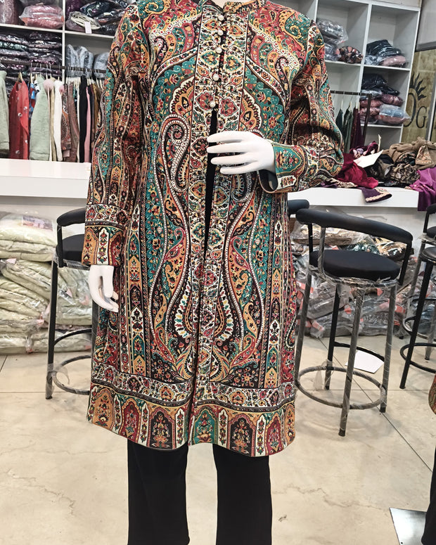 Premium Kashmiri Kani Style Jacket Kurti with Inner & Pant – 3 Piece Set