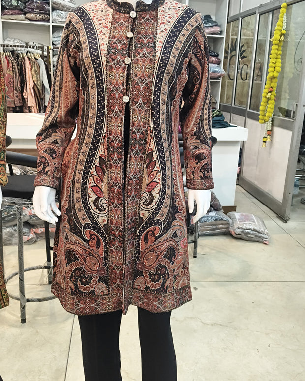Premium Kashmiri Kani Style Jacket Kurti with Inner & Pant – 3 Piece Set
