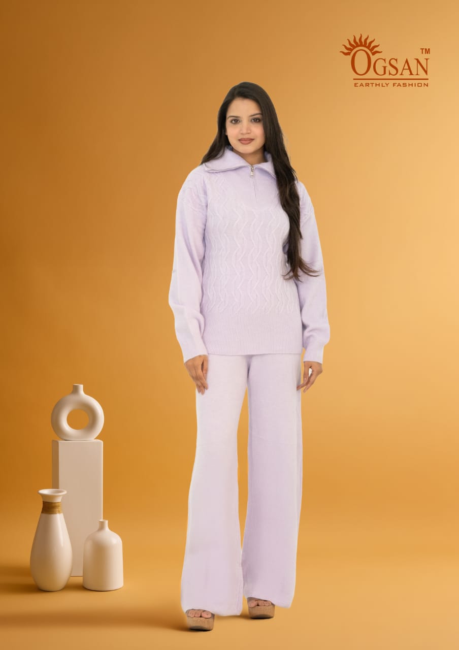 Winter Knit 2-Piece Co-ord Set – Soft Lavender - Ogsan Fashion