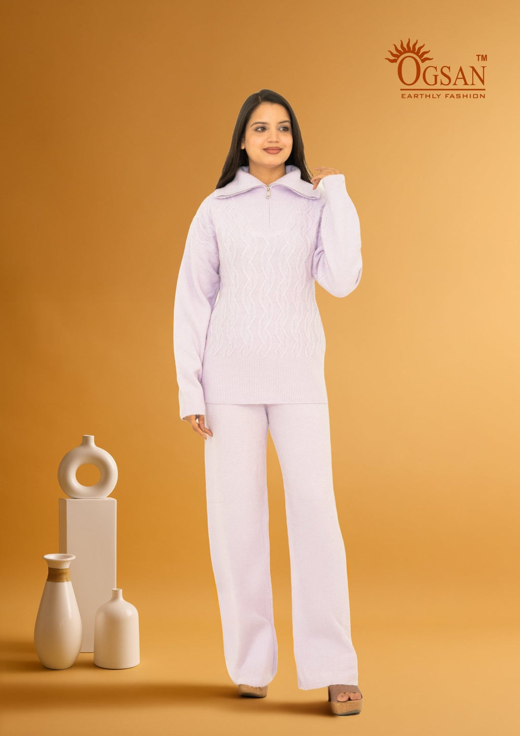 Winter Knit 2-Piece Co-ord Set – Soft Lavender - Ogsan Fashion