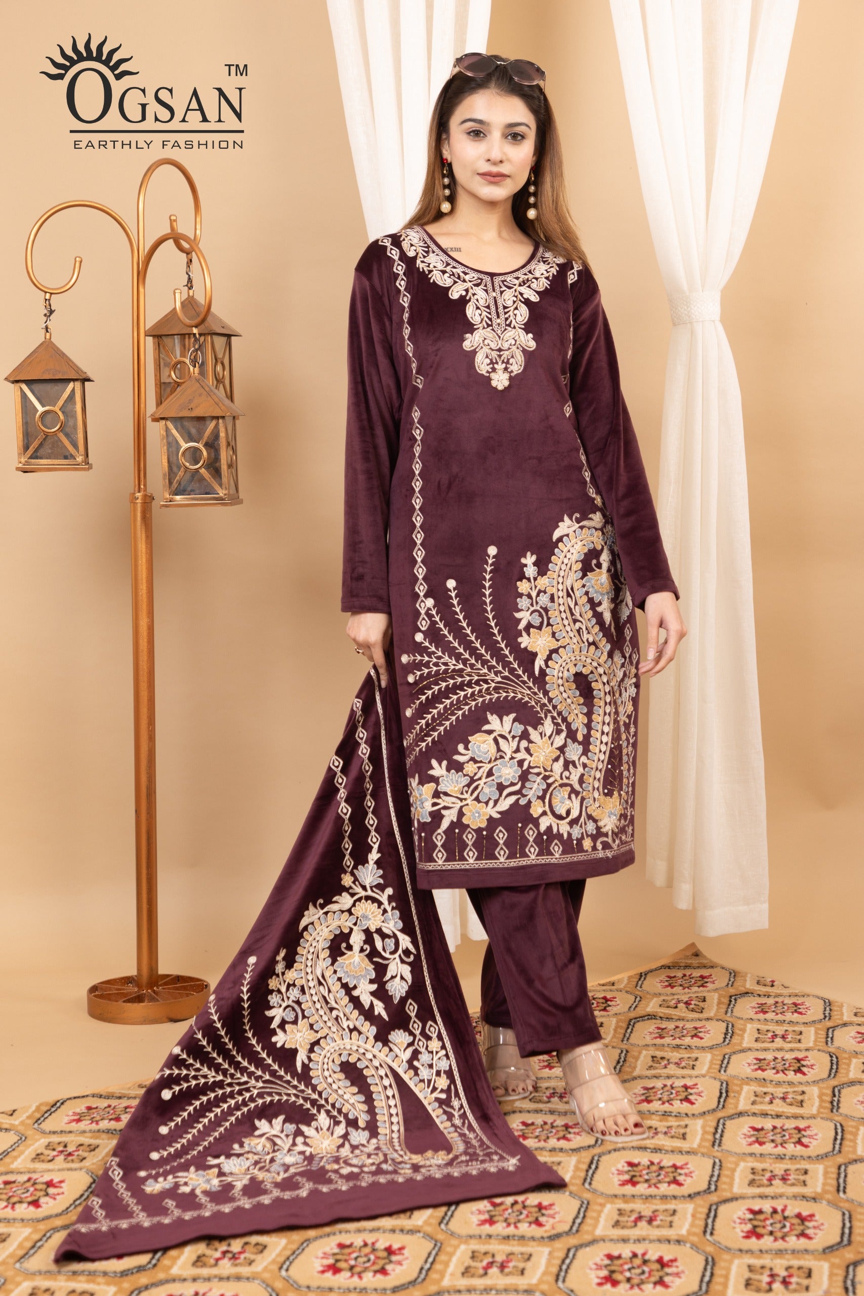 OGSAN Premium Velvet Embroidered Suit (Big Sizes)